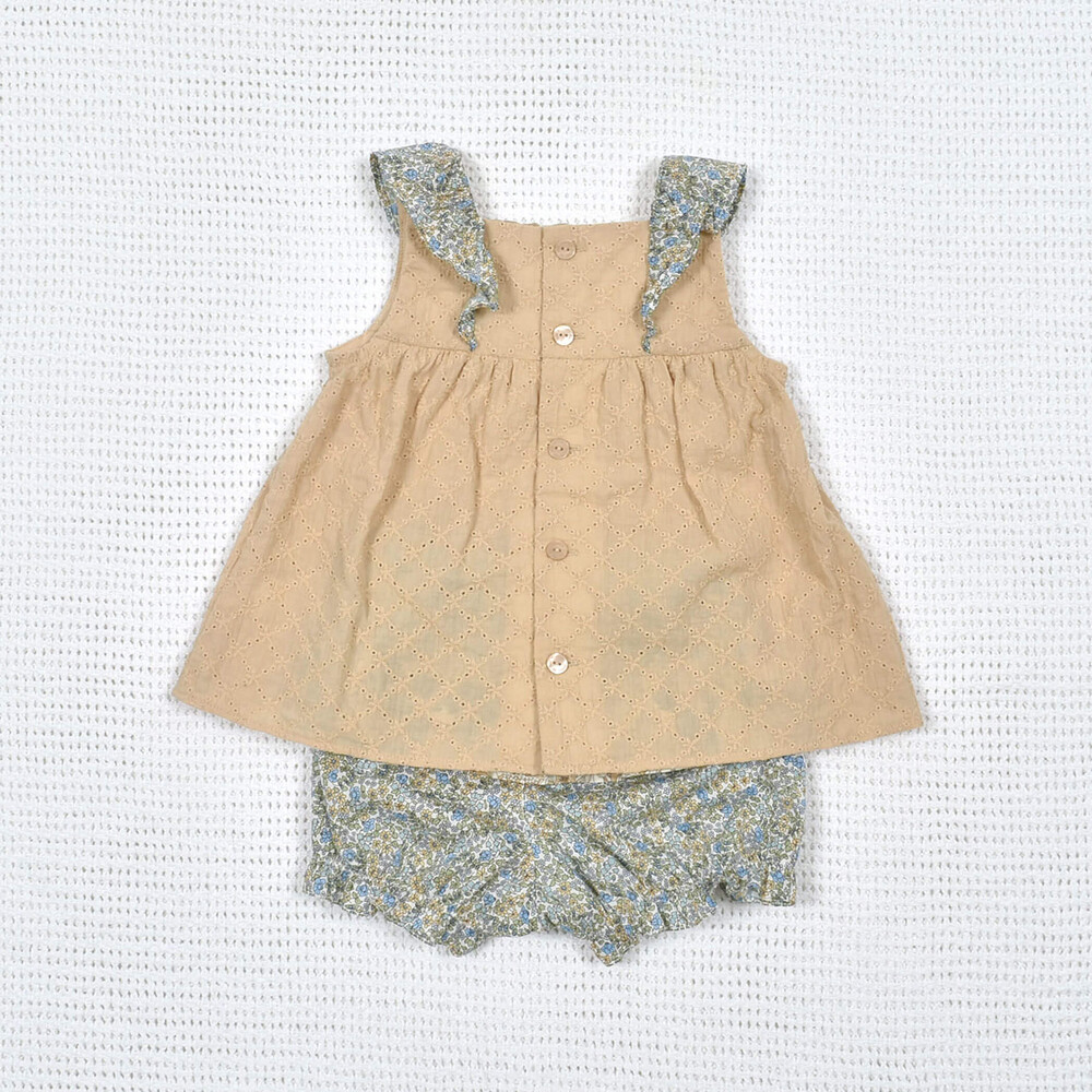 レースチュニック＆リバティタナローンブルマセット(70~90cm)(ワン