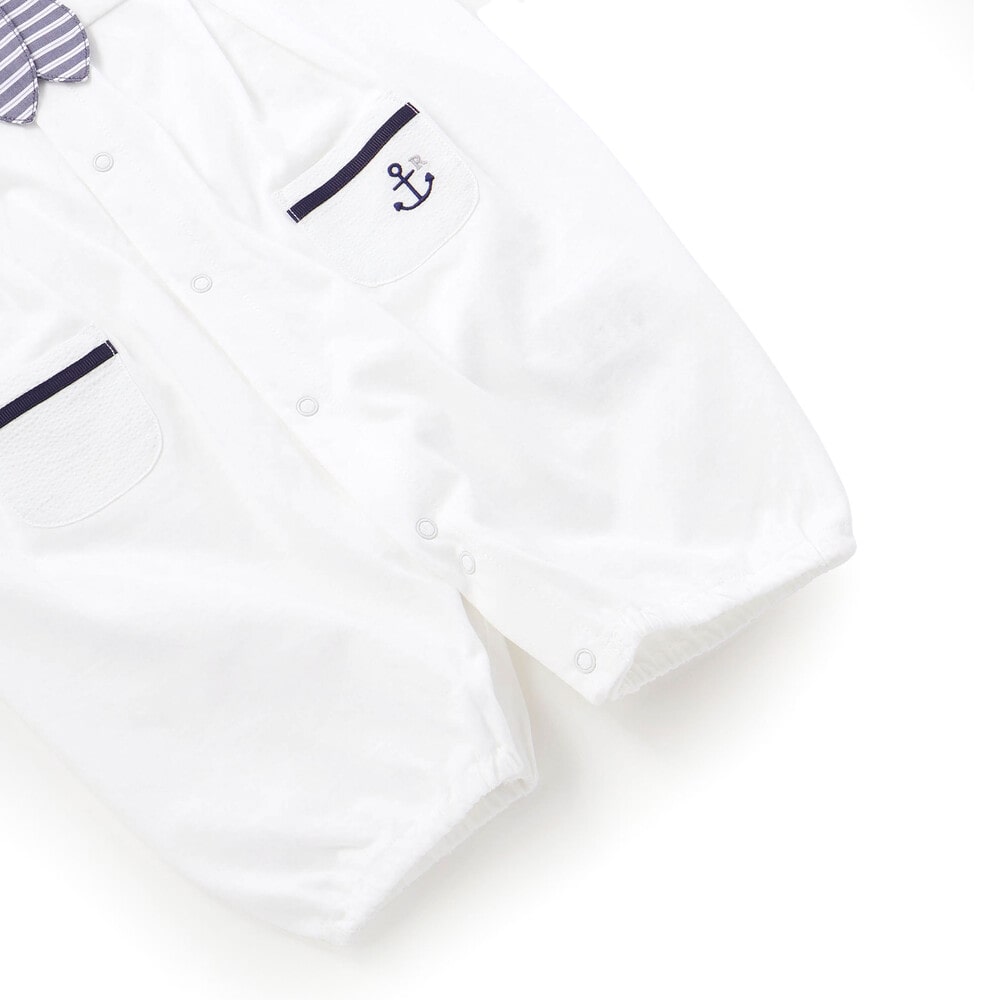 【お揃い】天竺セーラーネクタイ付き2WAYオールベビー(50~75cm) ホワイト ワンサイズ