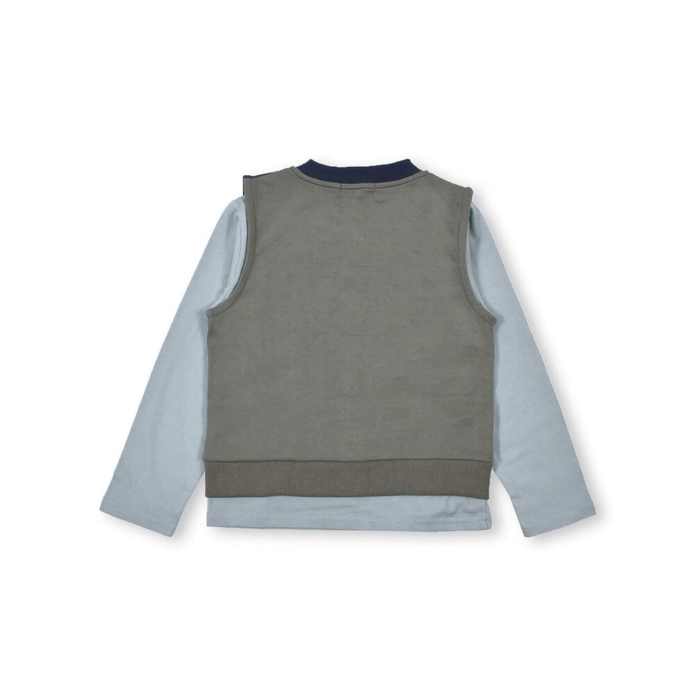 2点セット 恐竜 ロゴ プリント Tシャツ × 配色 切り替え ベスト (80~130cm) ネイビー 100cm