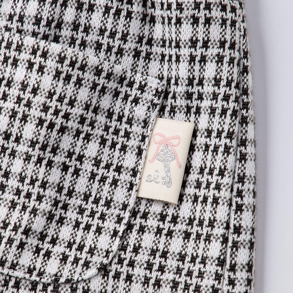 きらめくグリッタープリント切り替えトレーナー+ケーブル編みチェックショートパンツ2点セット(80~130cm) オフホワイト 80cm