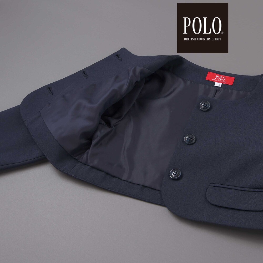 【POLO BCS(ポロ・ビーシーエス)×SLAP SLIPコラボ】袖切り替えジャケット+襟リボン付きチェックワンピース(110~130cm) ベージュ系 110cm