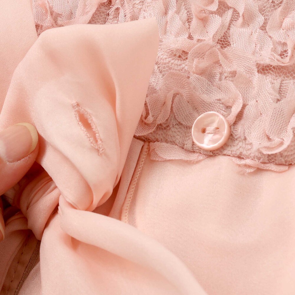 ふわふわオーガンジーフリルリボンペプラムドレス風ジャンパースカート(90~130cm) ピンク 90cm