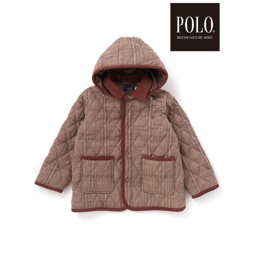 【POLO BCS(ポロ・ビーシーエス)×SLAP SLIP】フード付きキルトアウター(80~130cm) ネイビー系 80cm