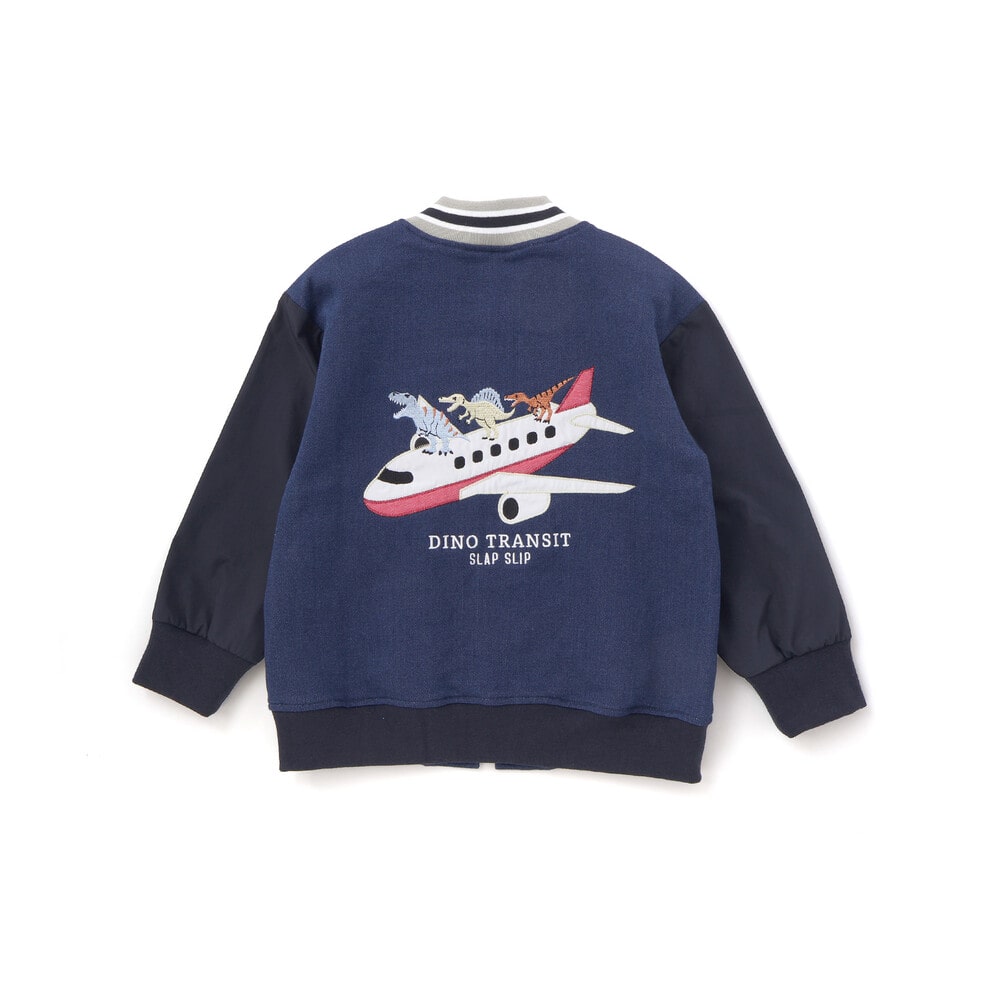 恐竜ロゴ刺しゅうデニム風ニットスタジャン(90~130cm) ブルー 90cm