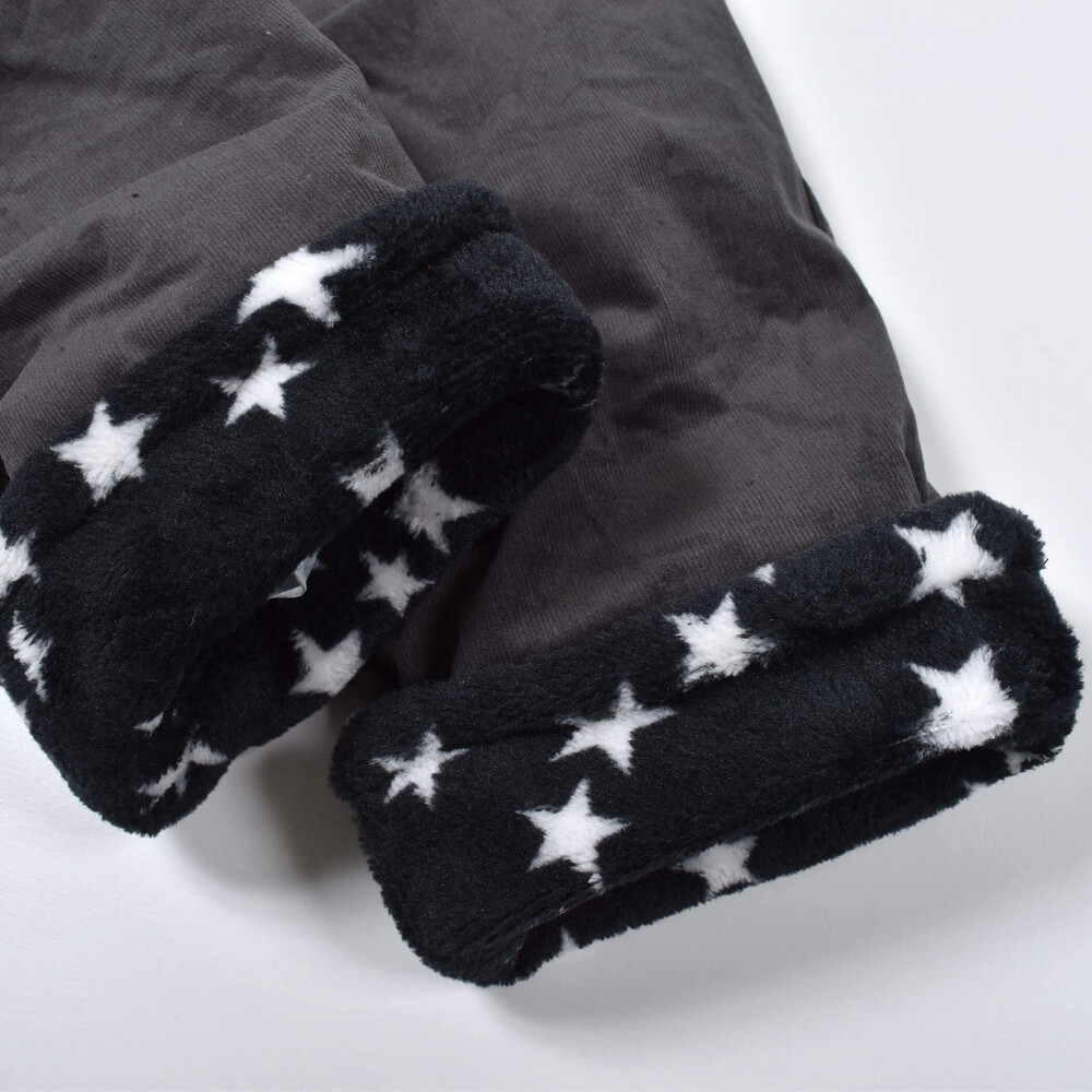 リバーシブル コールテン × 星 ボア モンスター 刺繍 パンツ (80~130cm) グレー 80cm