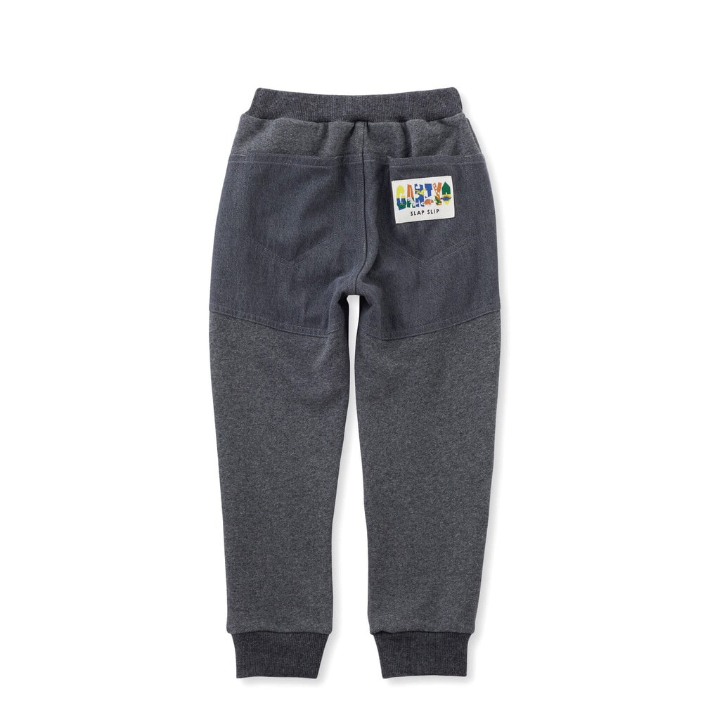 GANJYO】デニム切り替え裾リブスウェットパンツ(80~130cm)(80cm グレー