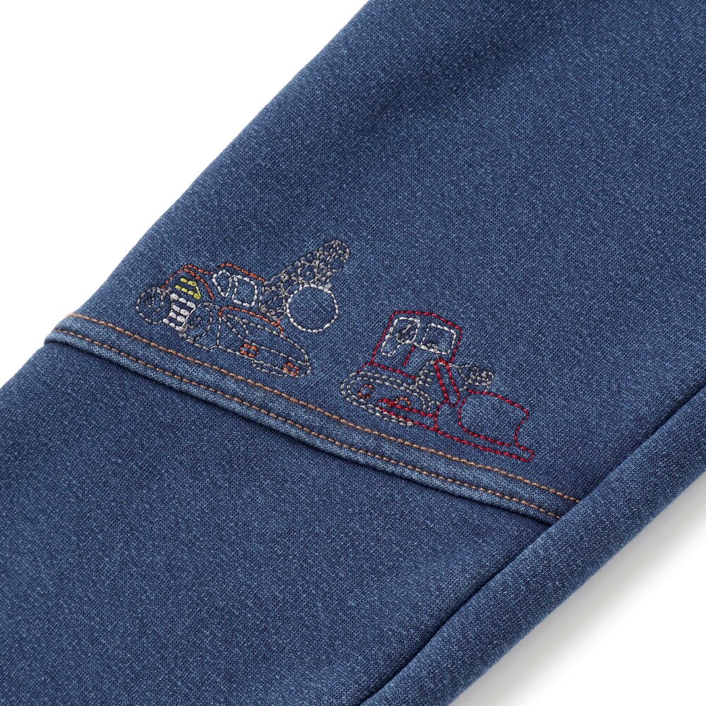 グングンのぼるよはたらくくるま刺しゅうロングパンツ(80~130cm) ブルー 80cm