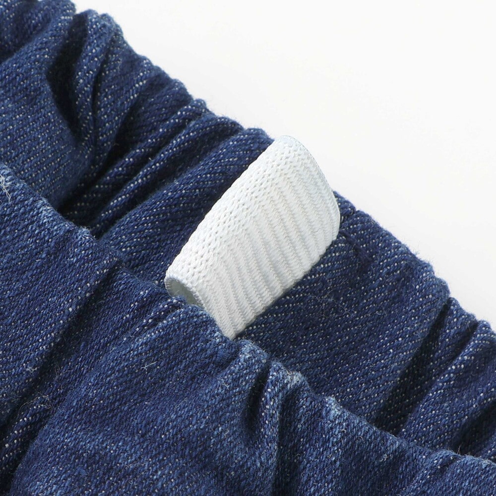 【お揃い】モコモコ裾ボアデニムボンディングパンツ(90~130cm) ブルー 90cm