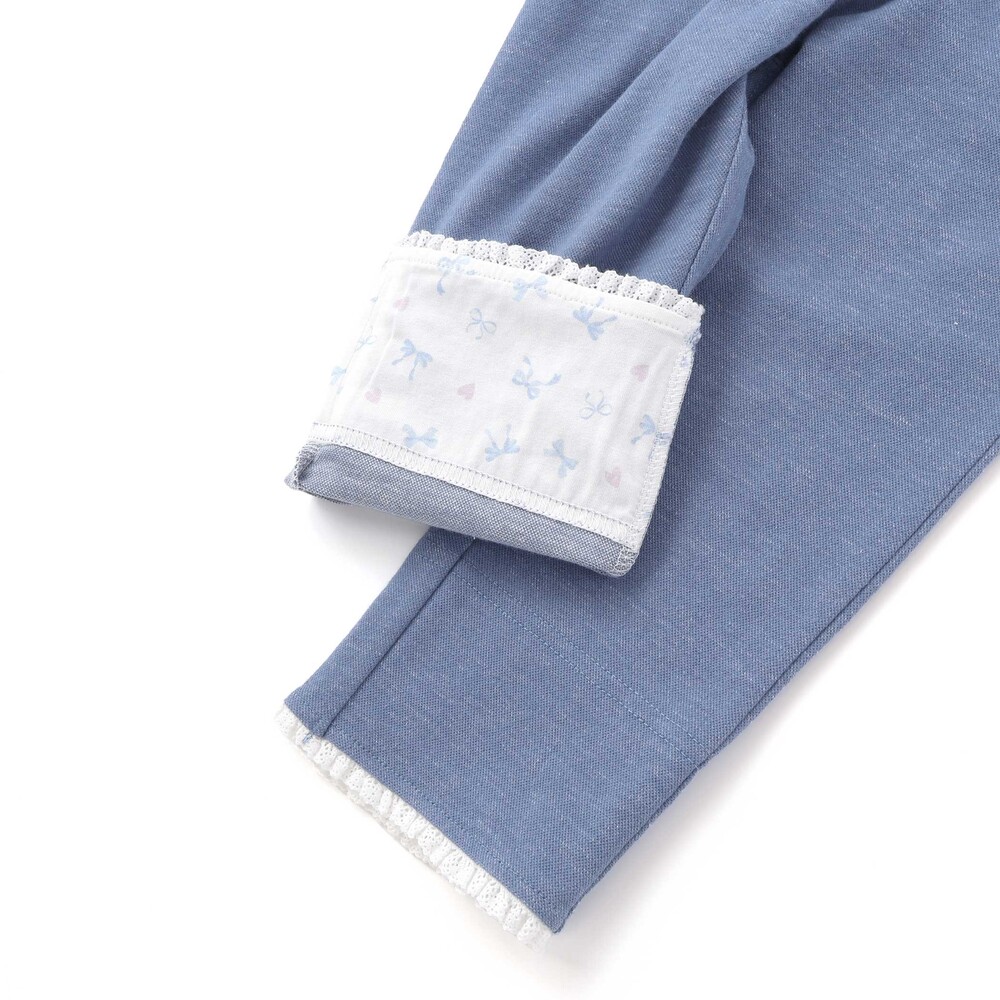 裾折り返しレース7分丈ツイルパンツ(80~120cm) パープル 80cm