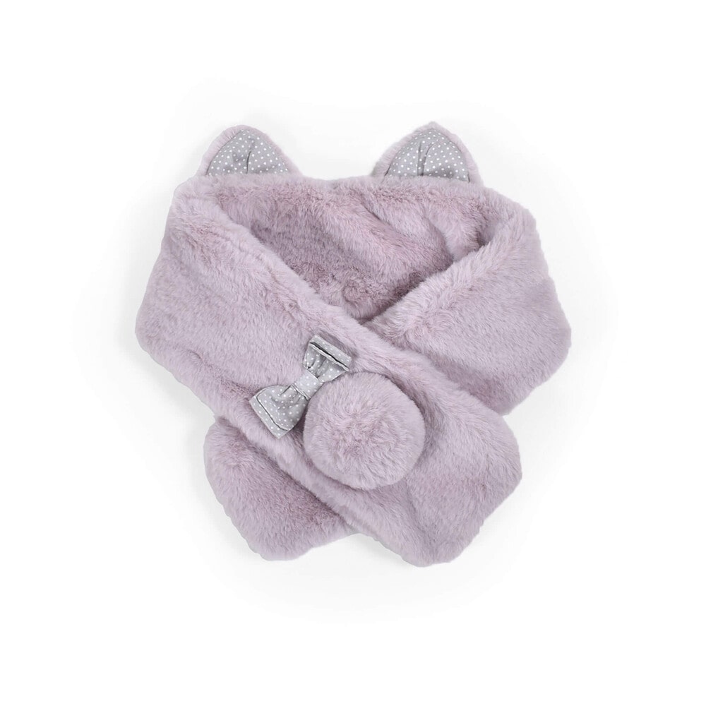 うさぎ くま ネコ アニマル ファー リボン マフラー オフホワイト ワンサイズ