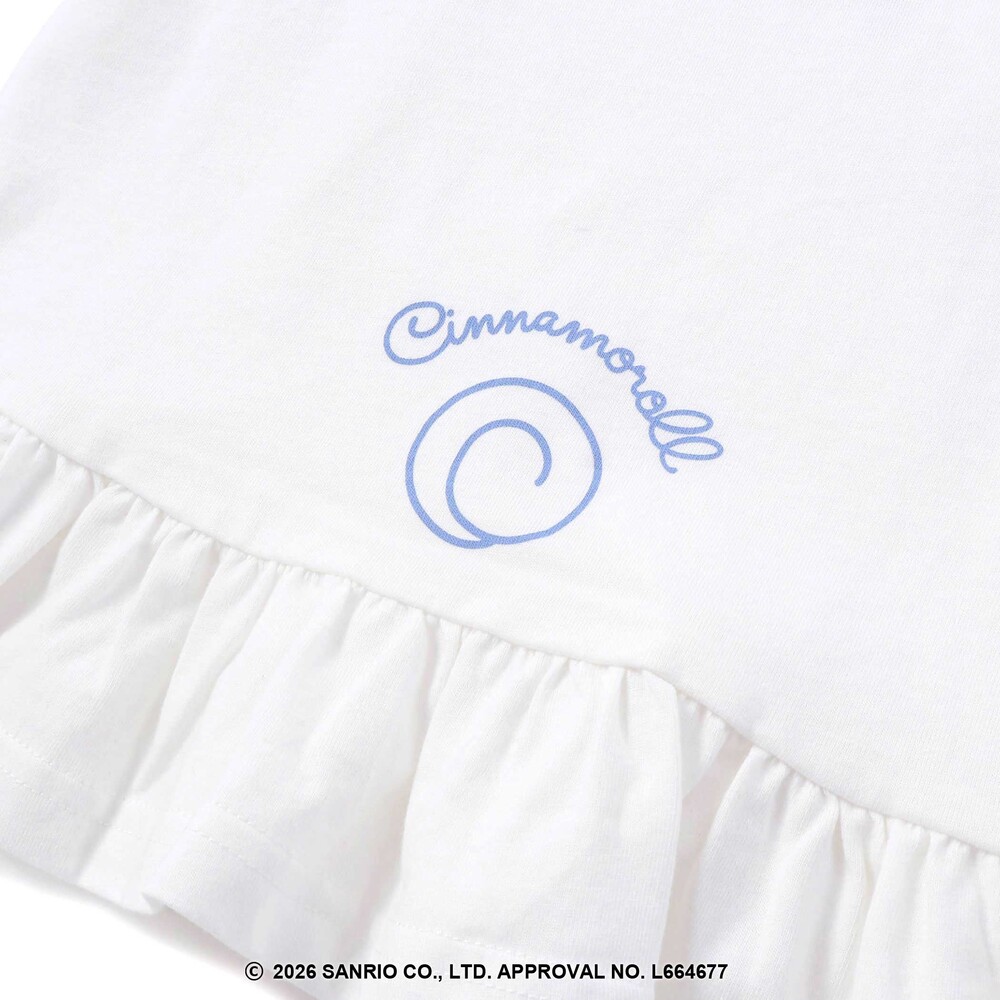【シナモロール/ポムポムプリン×SLAPSLIP】耳付きモチーフ半袖パジャマ(90~130cm) オフホワイト 90cm