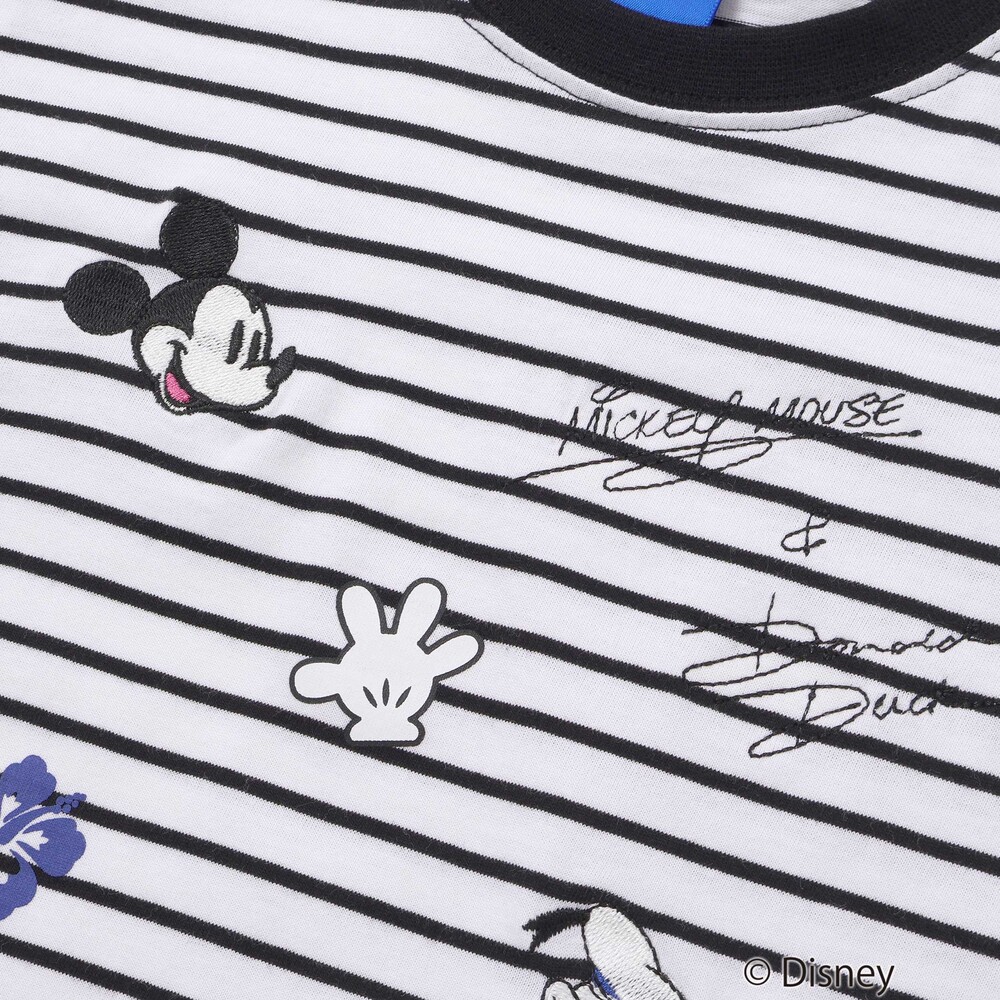 【ディズニーコレクション】キャラクター刺しゅうボーダー半袖Tシャツ(80~130cm) ピンク系 80cm