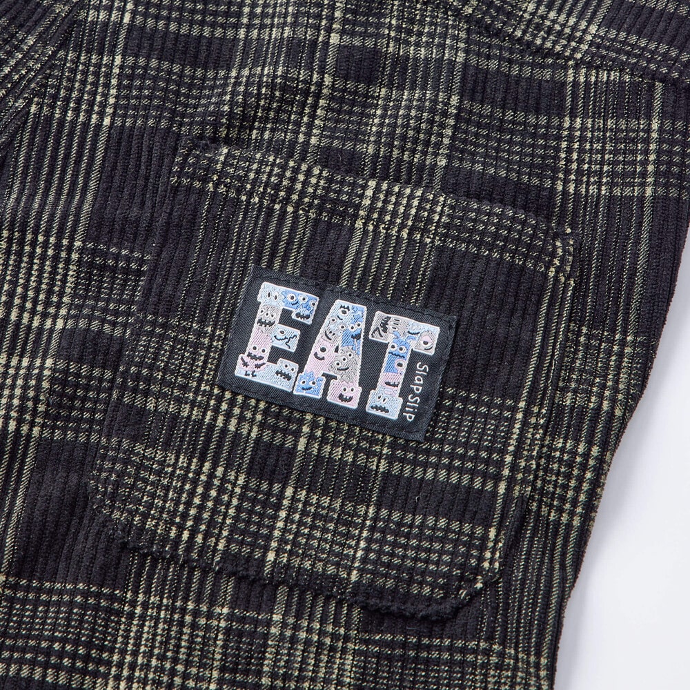 フラップ胸ポケット付きチェックサロペット(80~120cm) オフホワイト系 80cm