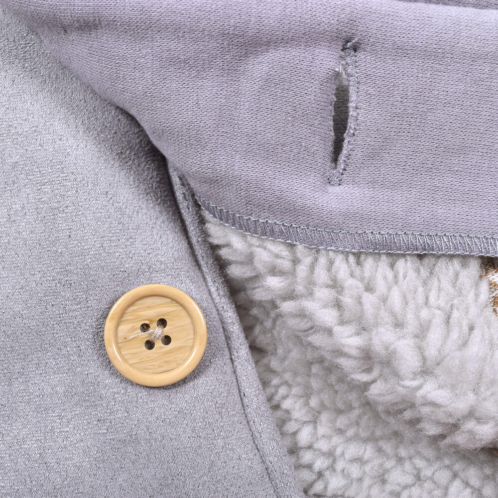 くま 耳 モチーフ お菓子 刺繍 裏ボア マント ベビー (50~90cm) ベージュ ワンサイズ