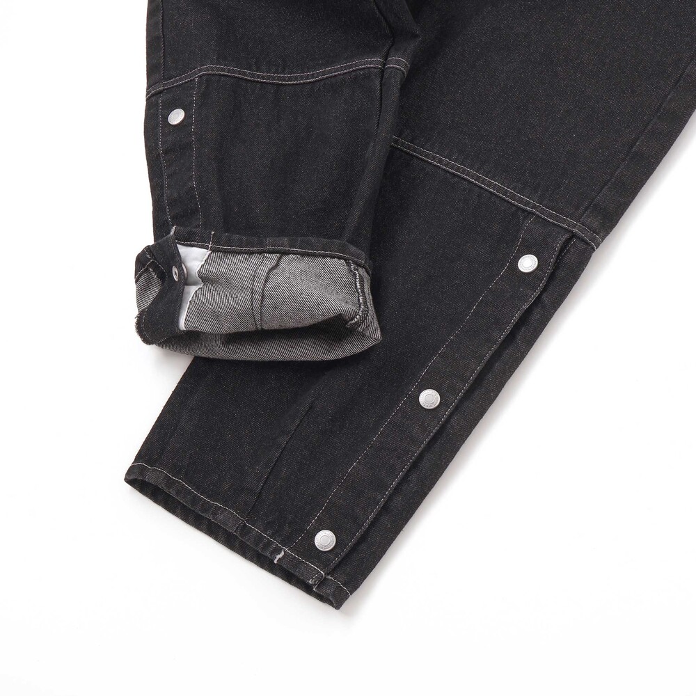 ボタンスリット開きワイドデニムパンツ(110~150cm) ネイビー 110cm