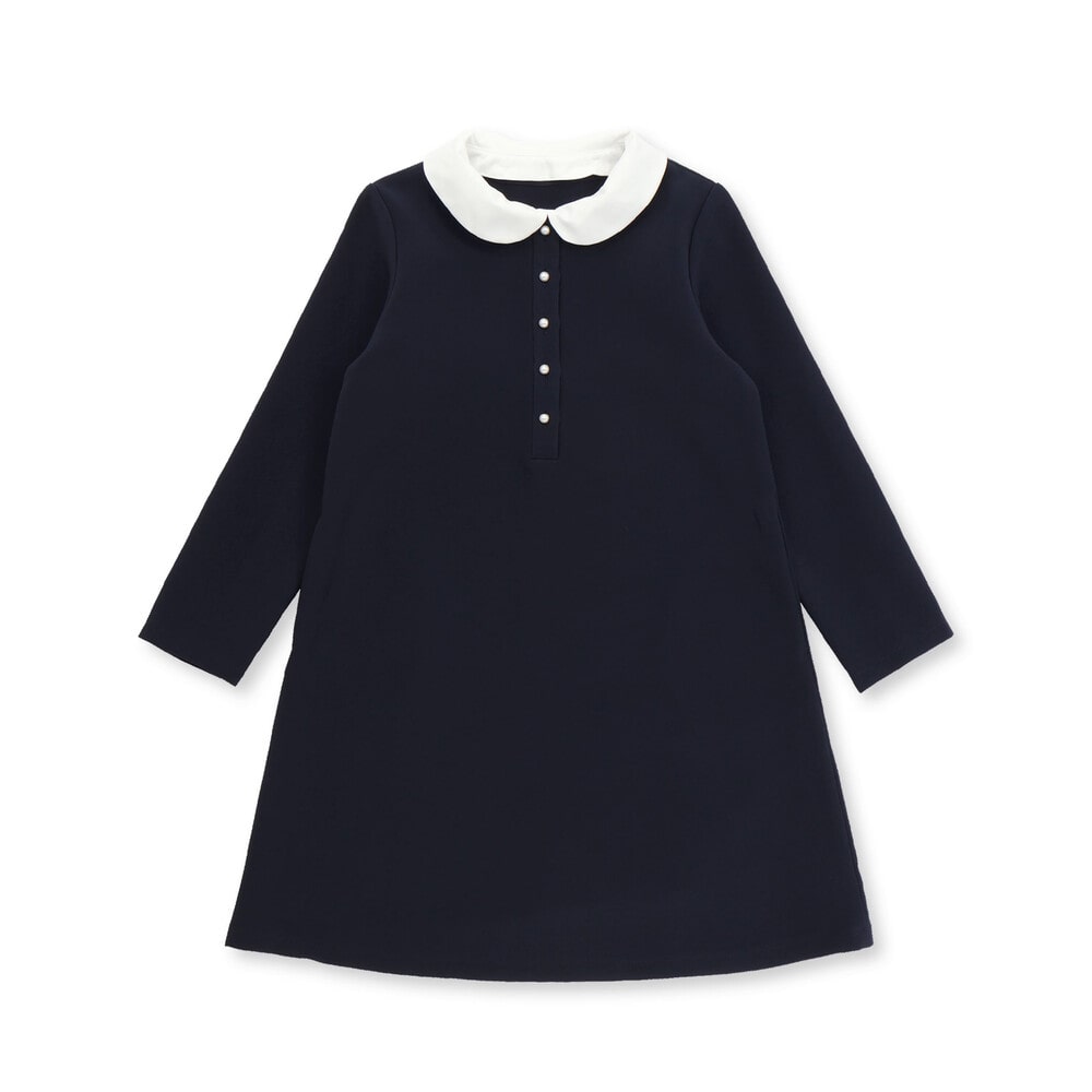 付け襟3wayパールボタンダブルクロスワンピース(100~130cm) ネイビー 100cm
