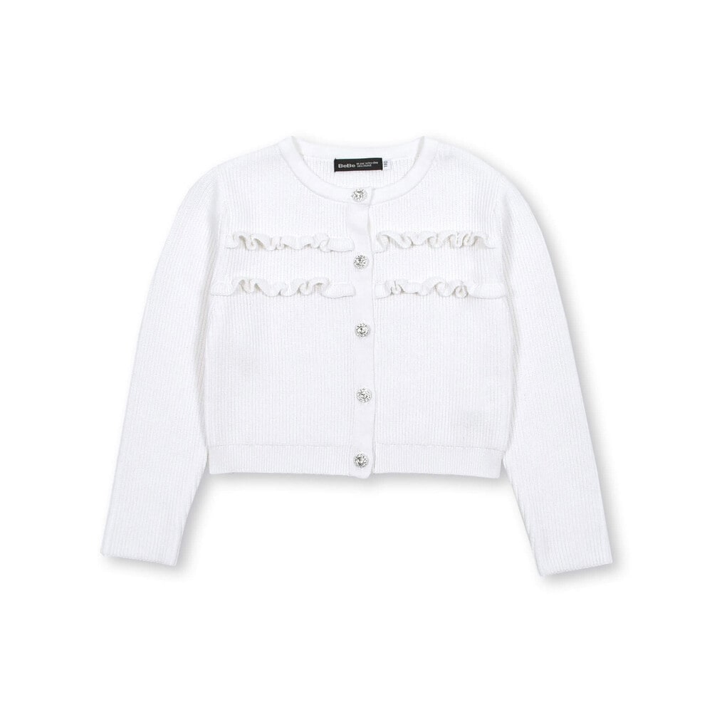 ビジューボタンリブカーディガン(90~150cm) オフホワイト 90cm