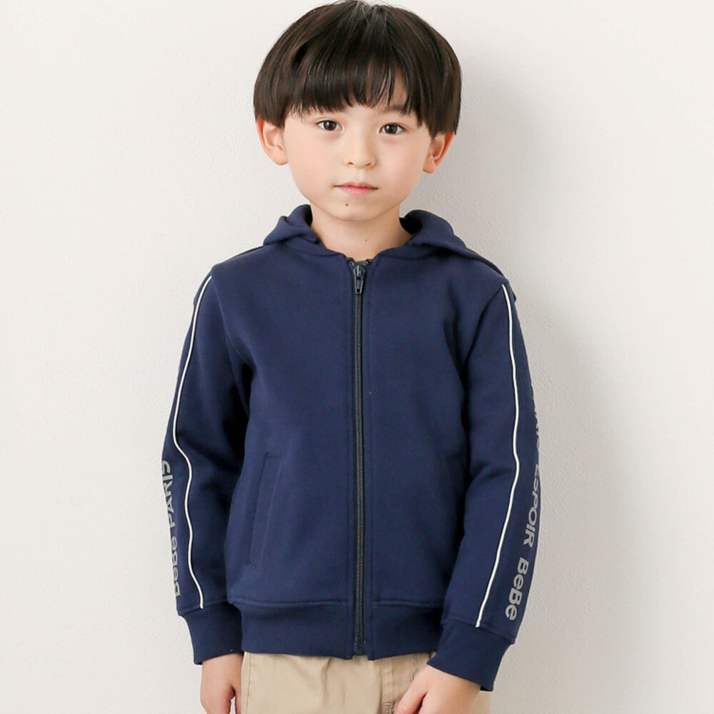 袖ロゴプリントパーカー(90~150cm) ネイビー 90cm