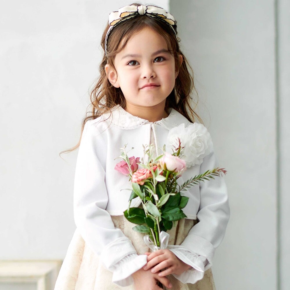 リップルポンチノーカラージャケット(110~130cm) ホワイト 110cm