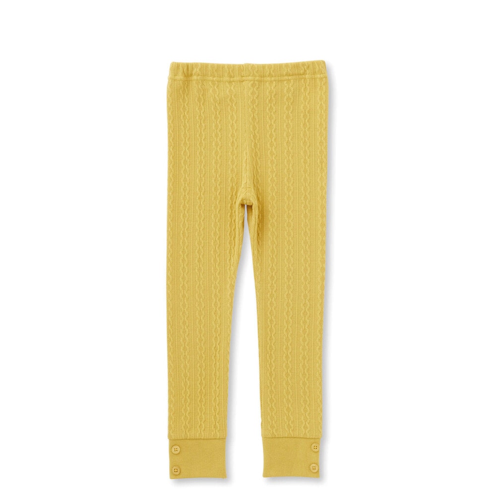 ケーブルジャガード裾ボタンレギンス(80~150cm) イエロー SSS