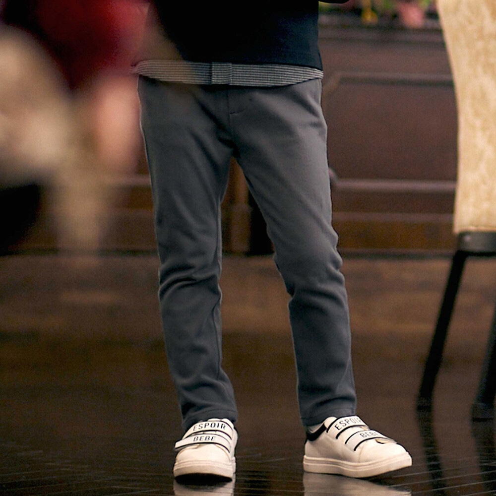 ウールライクストレッチスリムロングパンツ(90~160cm) グレー 90cm