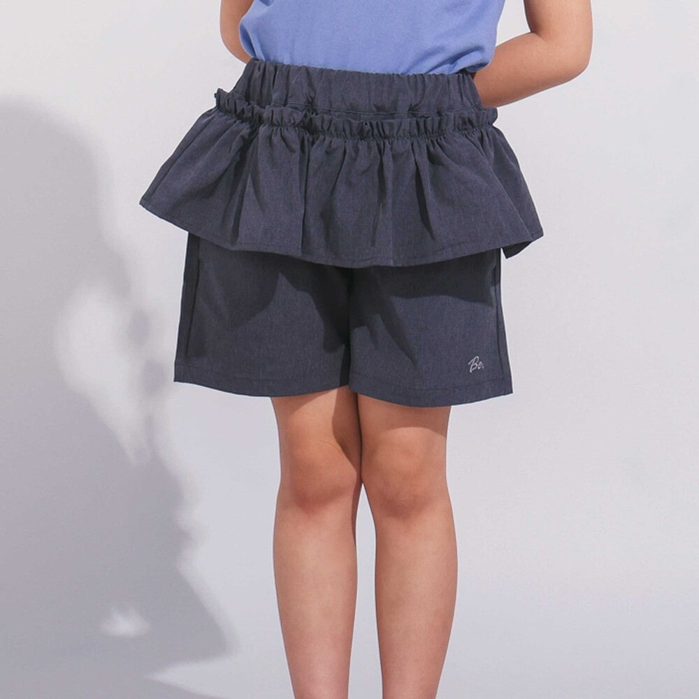 シャンブレーペプラムフリルショートパンツ(90~160cm) グレー 90cm