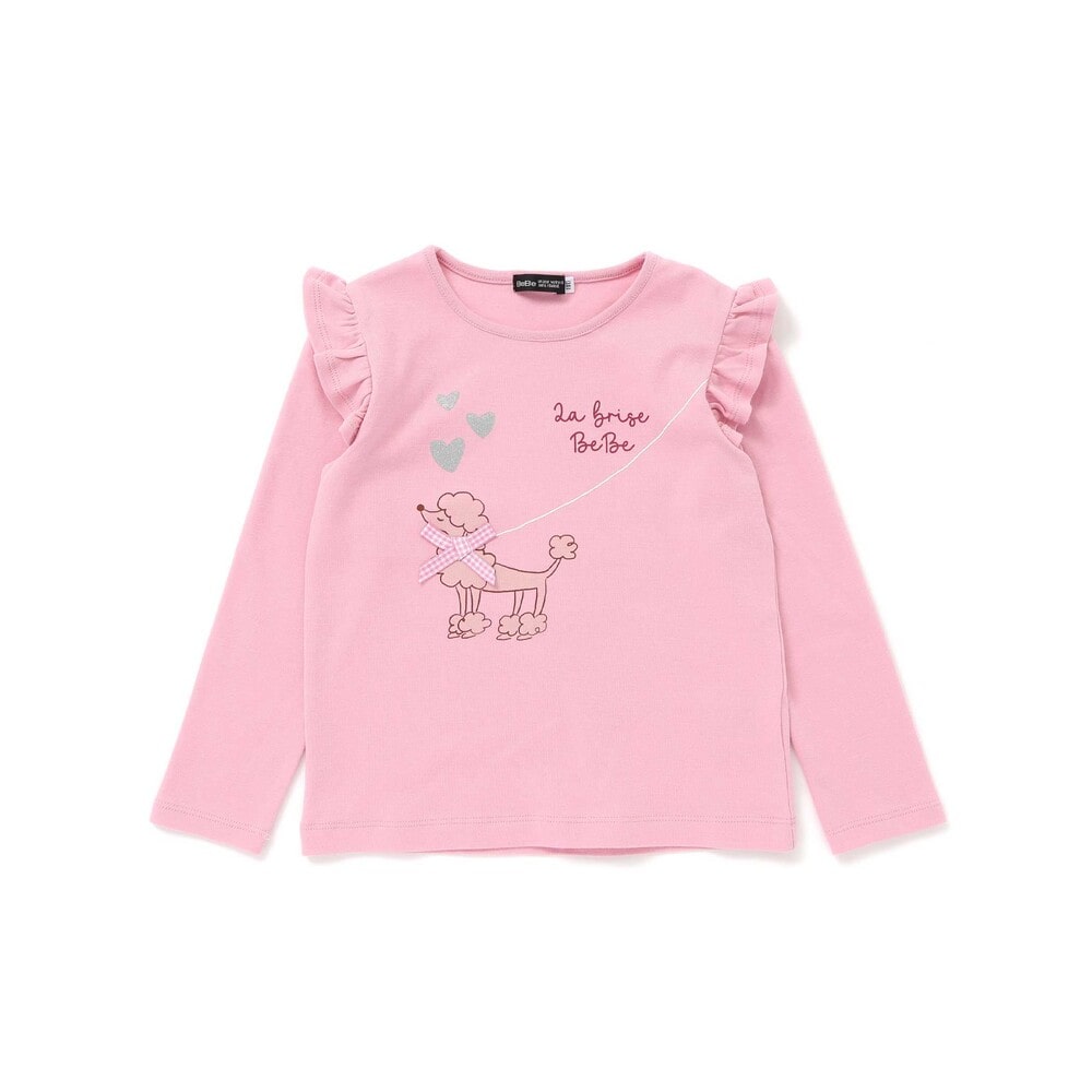 おすましプードル肩フリルスムース長袖Tシャツ(80~150cm) ピンク 80cm