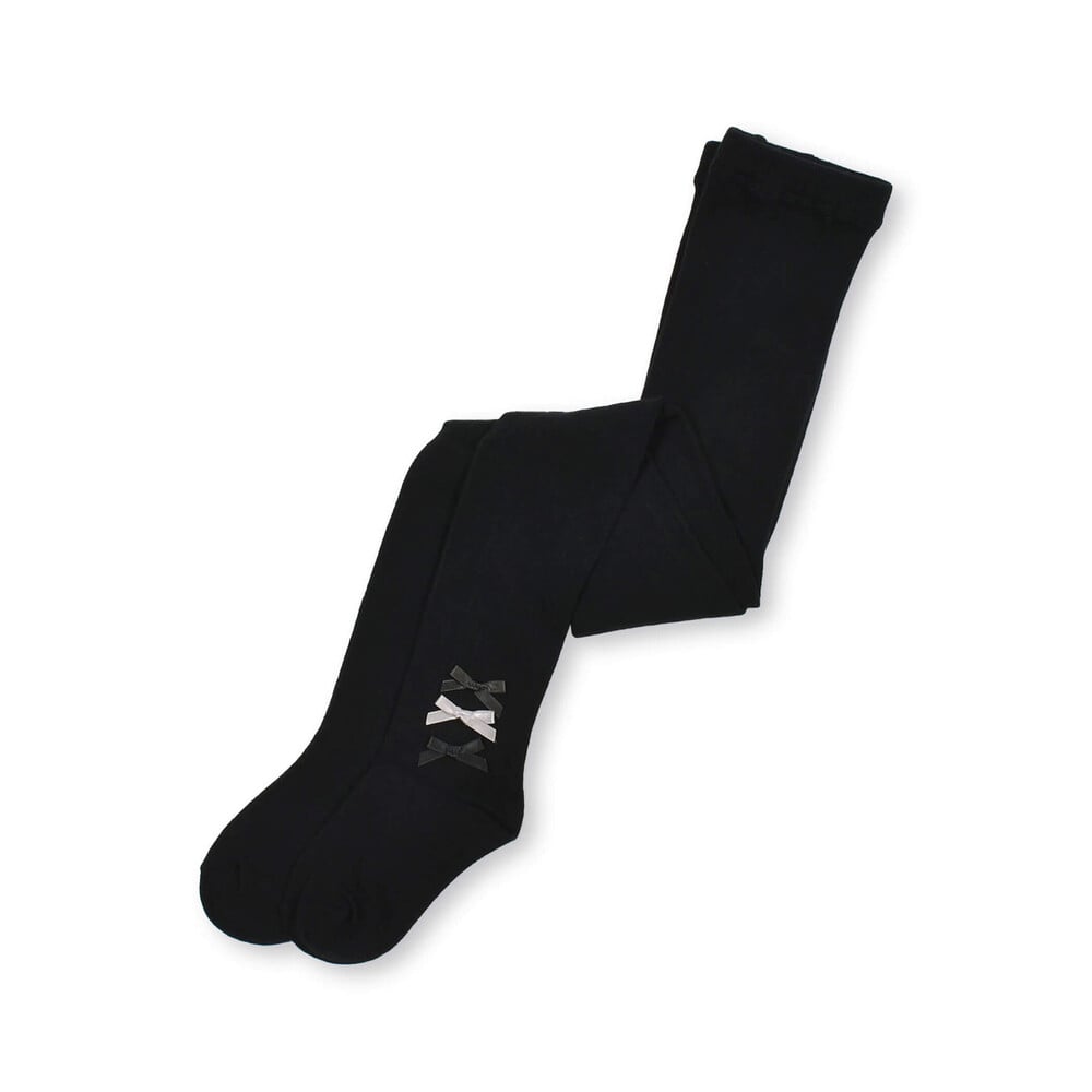 サイドリボンタイツ(80~140cm) ブラック SS(80-90cm)