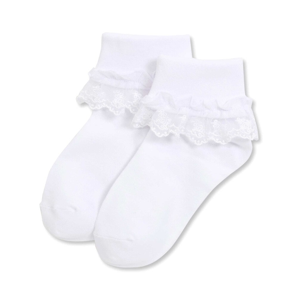 レース付き折り返しショートソックス(11~24cm) ホワイト 11-13cm