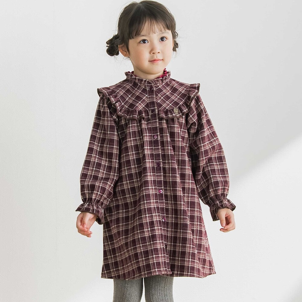 【限定商品】ネルチェック柄ワンピース(95~150cm) レッド系 110cm