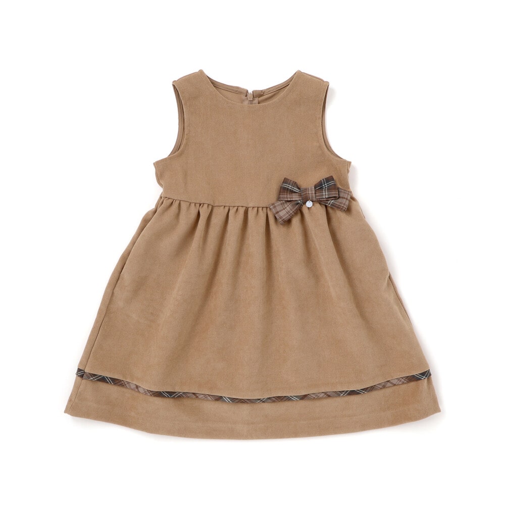 【店舗限定】チェック柄リボンジャンパースカート(95~150cm) ブルー 95cm