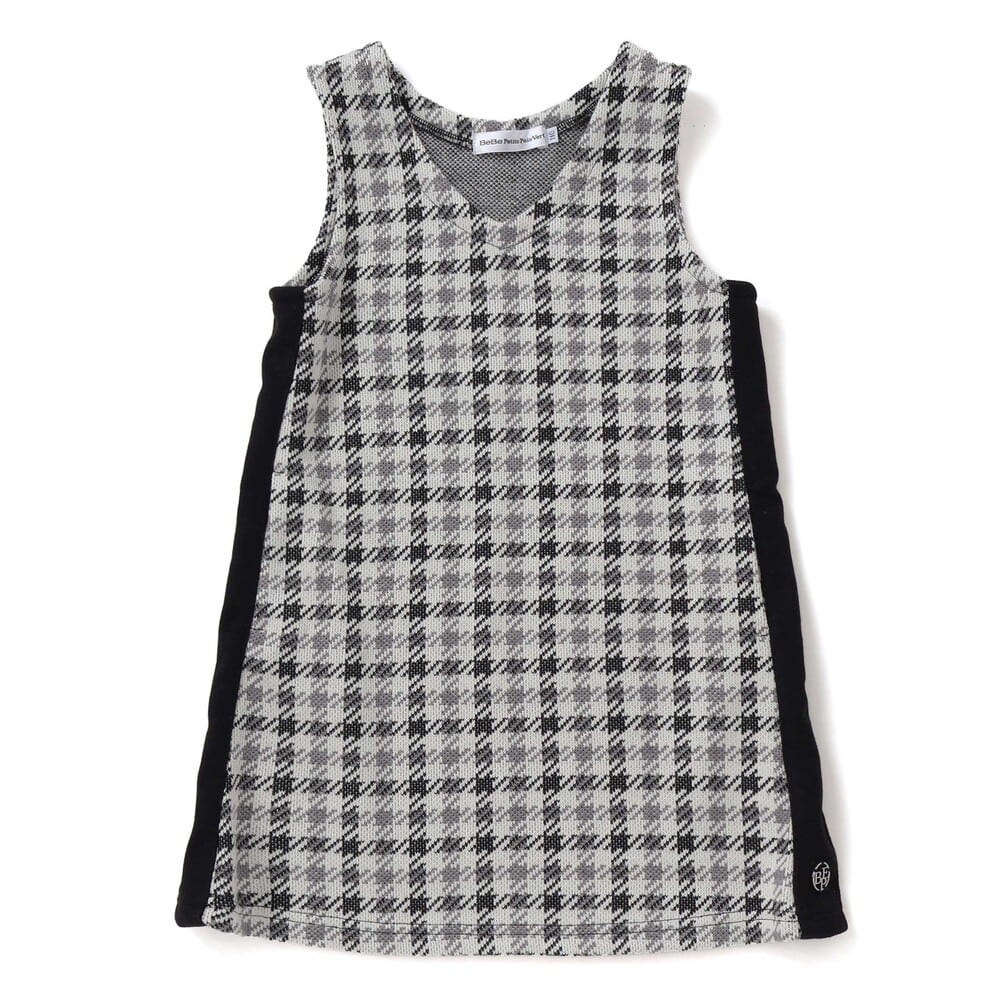 【店舗限定】千鳥格子サイドラインジャンパースカート(95~150cm) ボルドー系 95cm