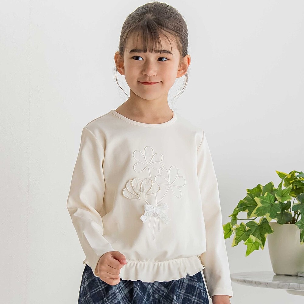 【限定商品】花パッチワークポンチトレーナー(95~150cm) オフホワイト 95cm
