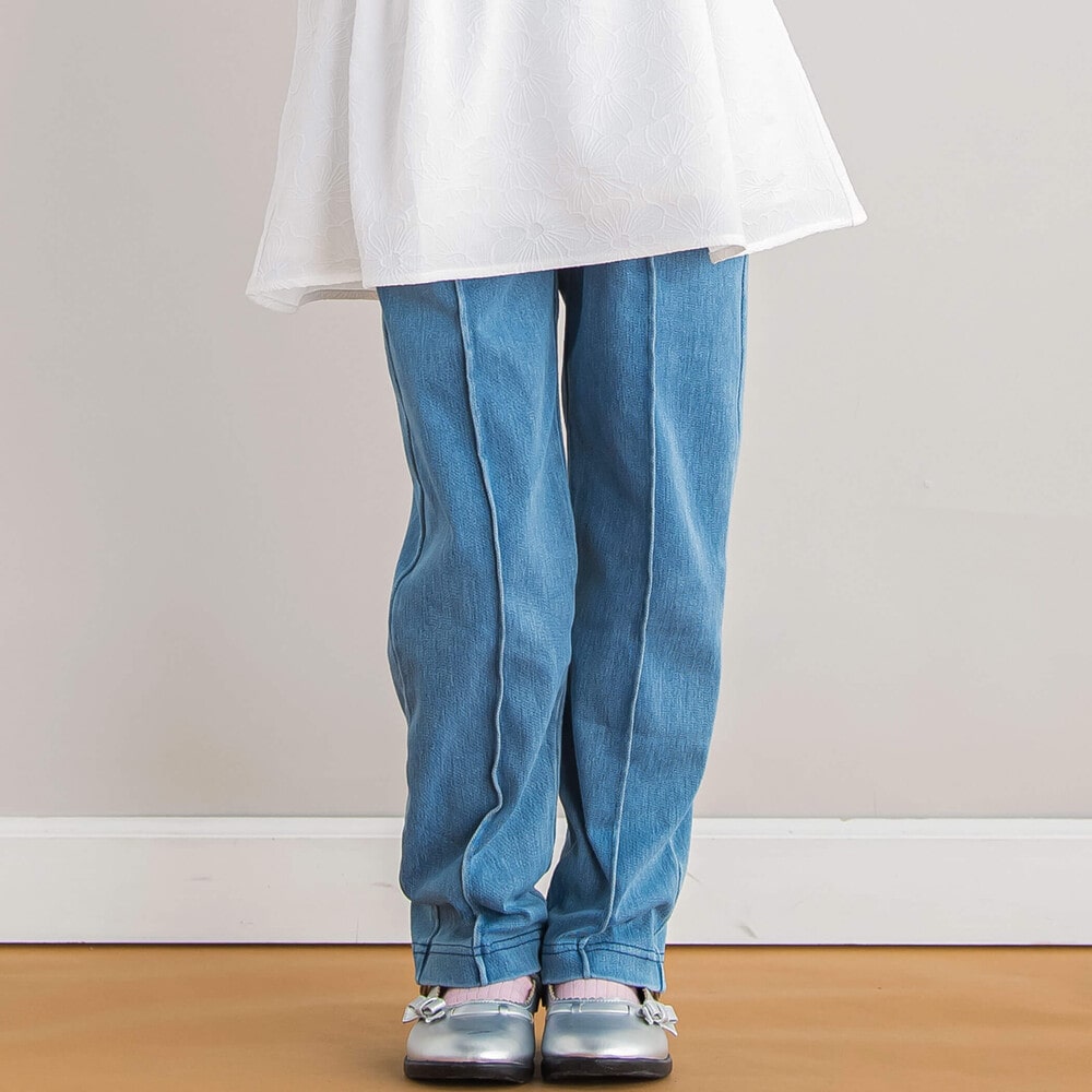 【店舗限定】フロントタックボンディングデニムパンツ(95~150cm) ネイビー 95cm