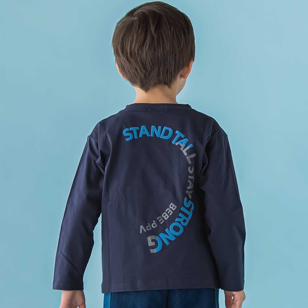 【限定商品】天竺プリントラウンドロゴロングTシャツ(95~160cm) ネイビー 95cm