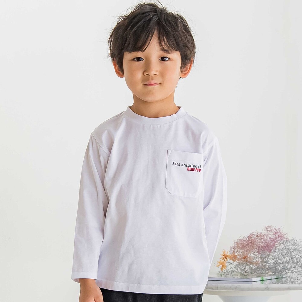 【限定商品】サッカーバックプリントロングTシャツ(95~160cm) ホワイト 95cm