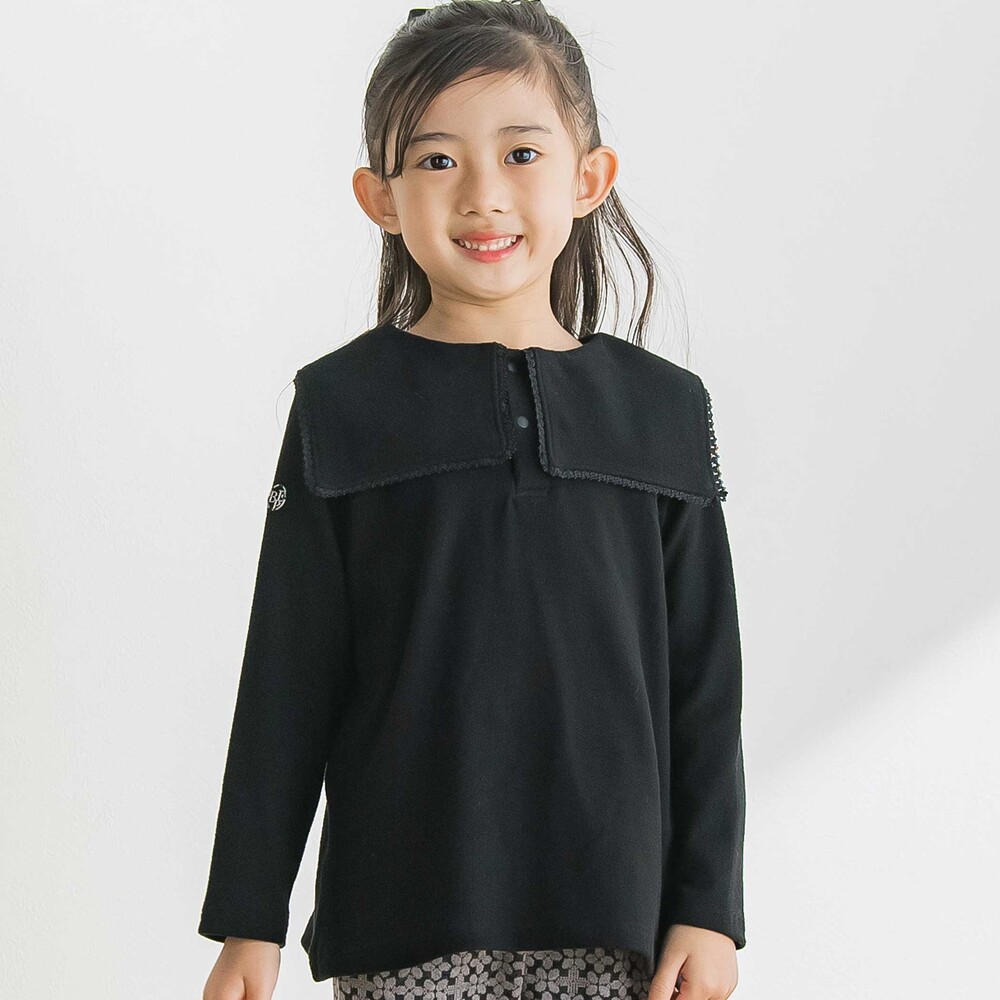 【限定商品】前後着用可能 セーラーカラーフリーストップス(95~150cm) ブラック 95cm