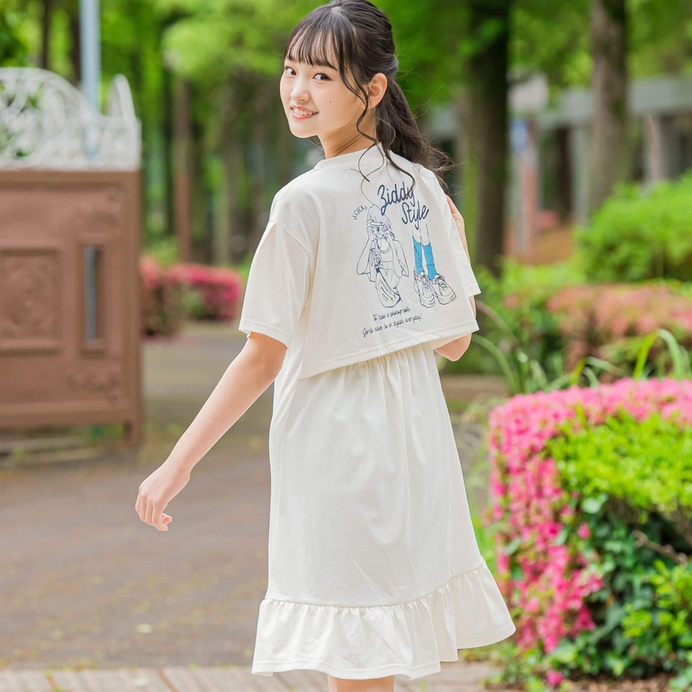 オンナノコバックプリントワンピース(130~160cm) オフホワイト 130cm