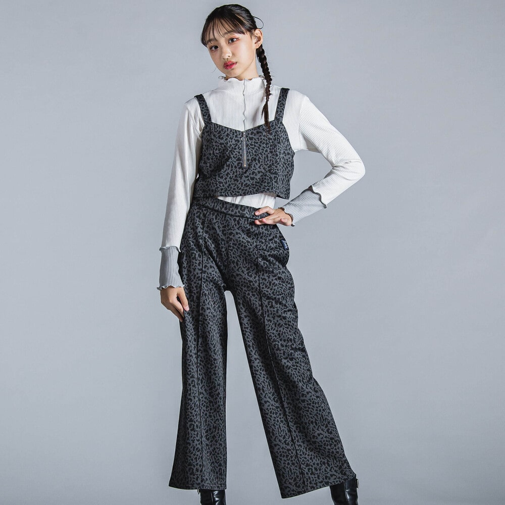 ビスチェ&パンツレオパード柄セットアップ2点セット(130~160cm) ブラック系 150cm