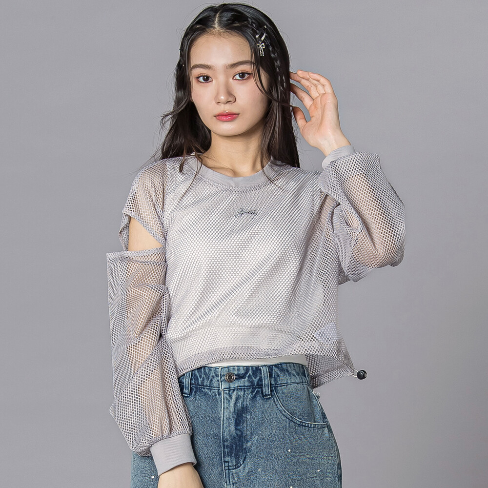 メッシュトップス&タンクトップセット(スポMIXクロップ)(130~160cm) ホワイト F(160)