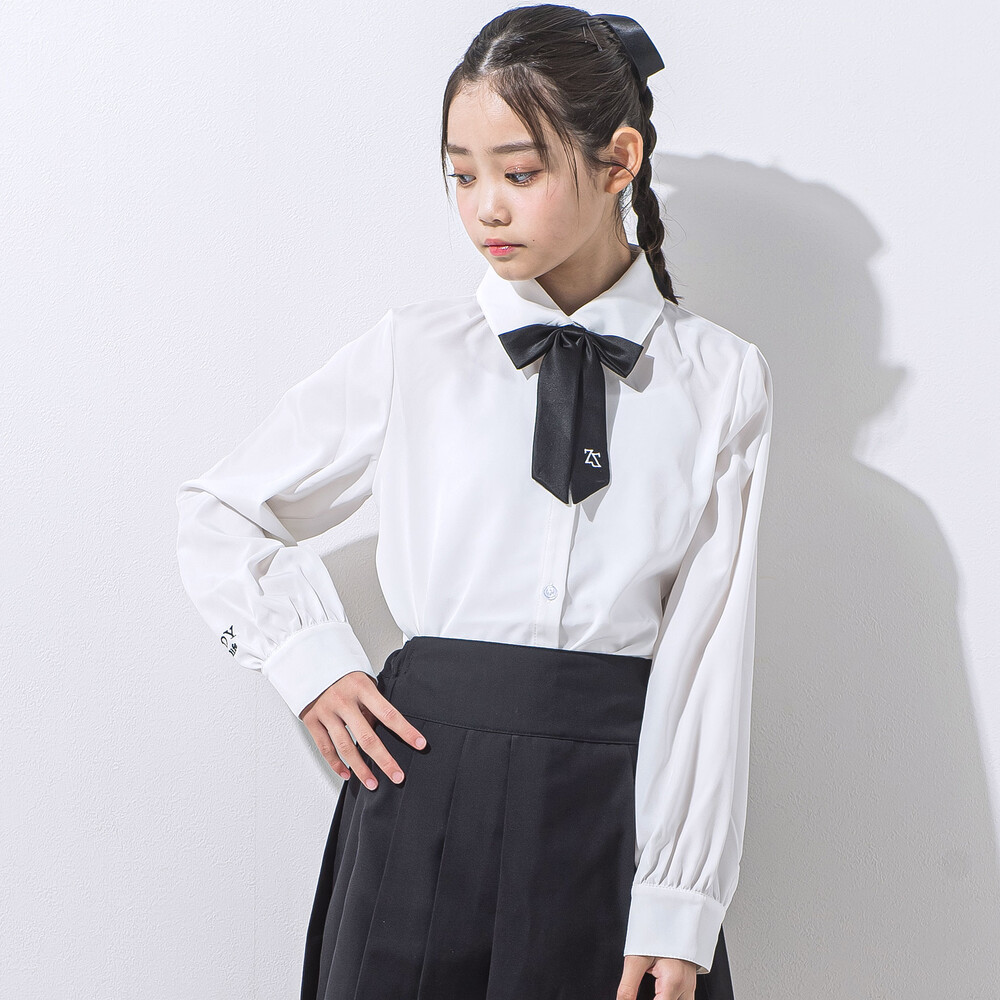 リボン付きブラウス(130~160cm) ホワイト 130cm