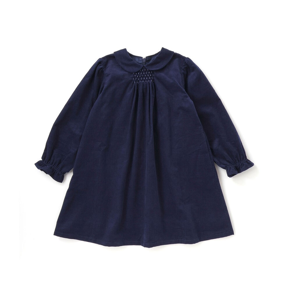 胸元シャーリングコール天ワンピース(95~150cm)