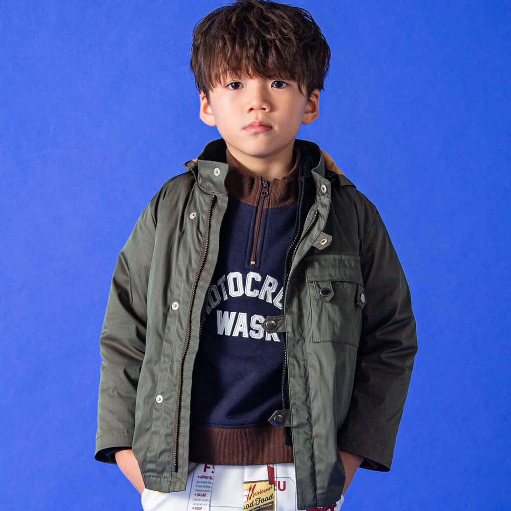 3WAYインナーボアモッズコート(100~160cm)(100cm ブラック