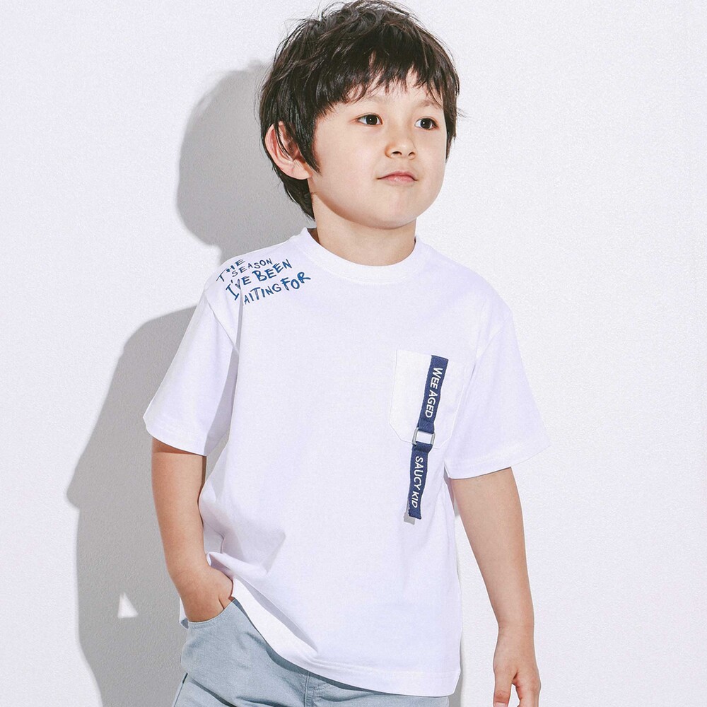 【接触冷感】テープポケットウェーブロゴTシャツ(110~160cm)
