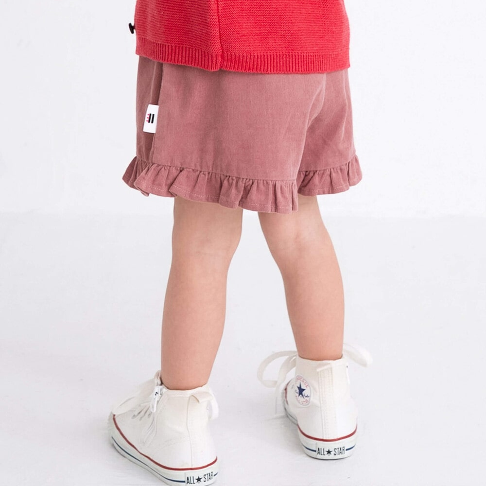 【お揃い】シャツコールフリルコットンキュロットパンツ(90~110cm) グレー 110cm