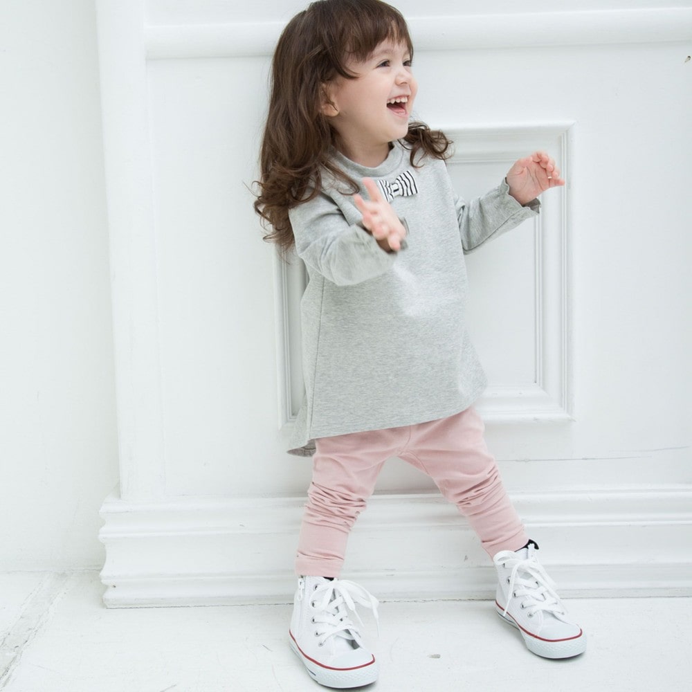 レギンス　ボーダー　シンプル　「BEBE　(80cm～120cm)(SS(80cm)　MALL」　無地　ボトム【べべモール公式】-子供服べべの公式通販サイト　ストレッチ　グリーン):