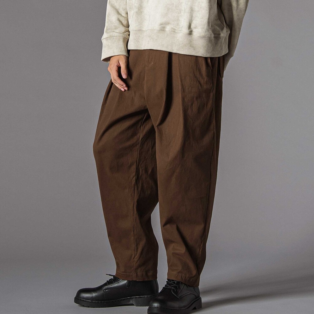 葛城ストレッチタック入りパンツ大人親子お揃い(145~175cm) ブラウン M(145-160cm)