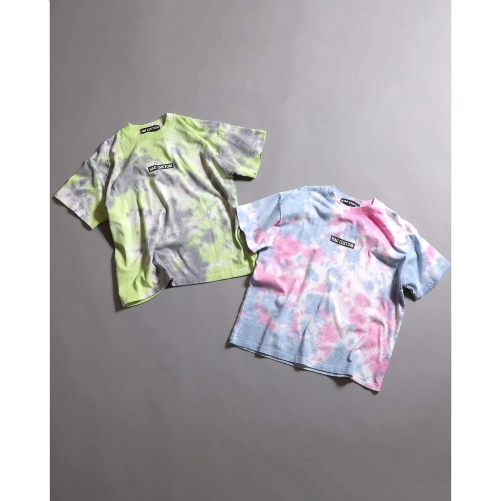 タイダイ染 総柄 Tシャツ(120~160cm) ブルー系 140cm