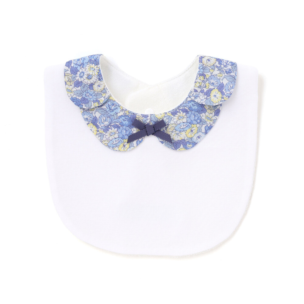 【日本製】【お揃い】リバティ(leontyne dream)プリントタナローンペタル襟付きリボンスタイ ブルー系 ワンサイズ