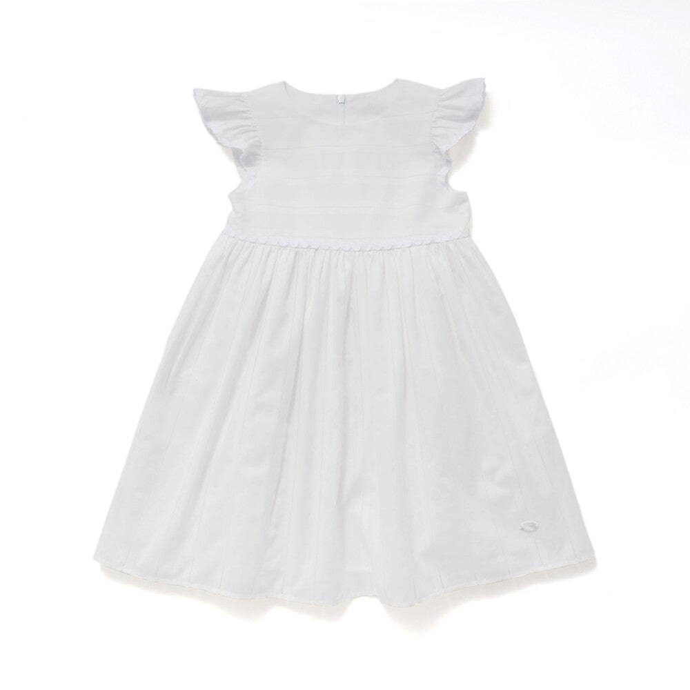 【日本製】【お揃い】オーガニックコットンストライプワンピース(90~140cm) ホワイト 90cm